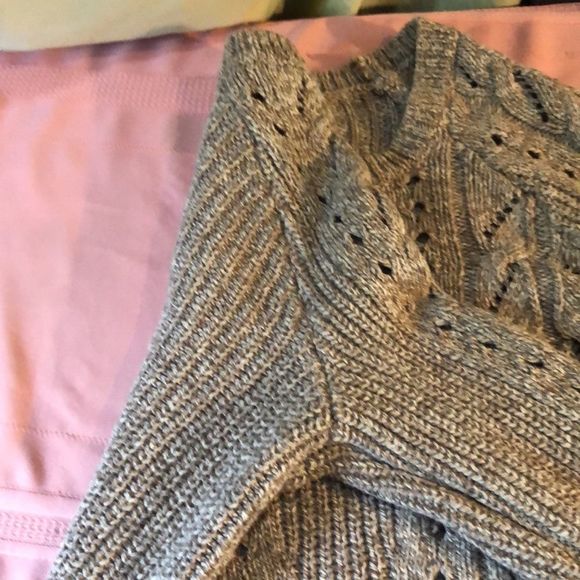 Lucky Brand Tomorrow taupe marled  cable knit sweater short fitted - Picture 9 of 14